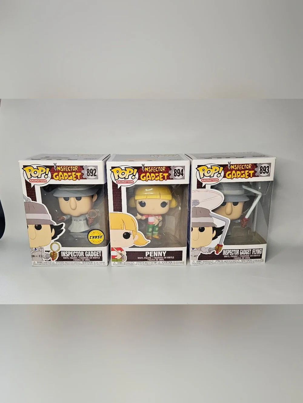 Funko Pop! Vinyl Inspector Gadget (Chase), Penny, and Flying Gadget Figures Lot